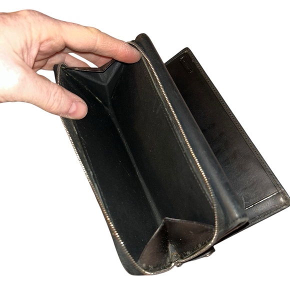 Coach luxe checkbook tri fold Black Leather Wallet - Picture 1 of 8